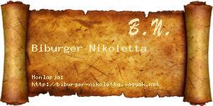 Biburger Nikoletta névjegykártya